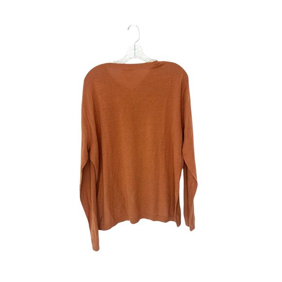 Banana Republic Sweater Men's Orange Silk Linen V-Neck Long Sleeve Knit Large - Picture 7 of 11